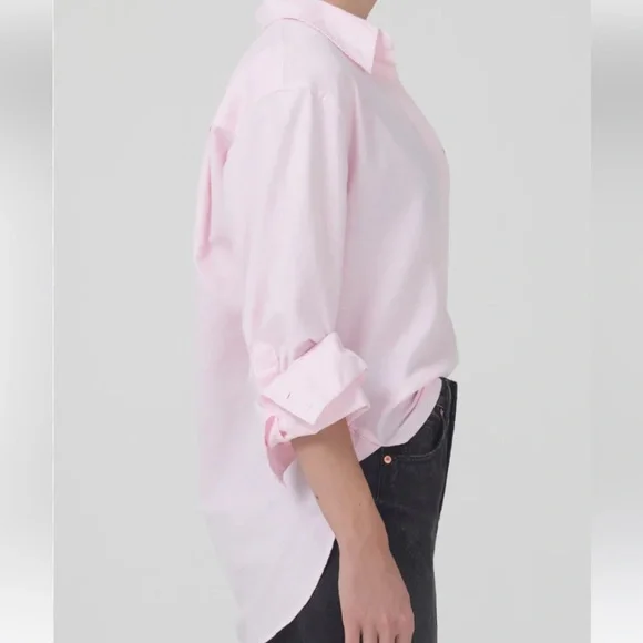 Citizens of Humanity - Aave Oversized Cuff Shirt in Oxford Guava - Picture 3 of 8